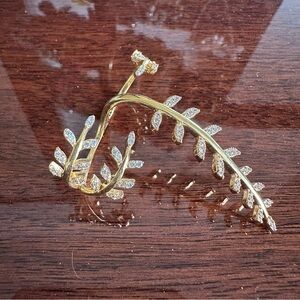 Gold Two-Finger Ring with Clear Crystals